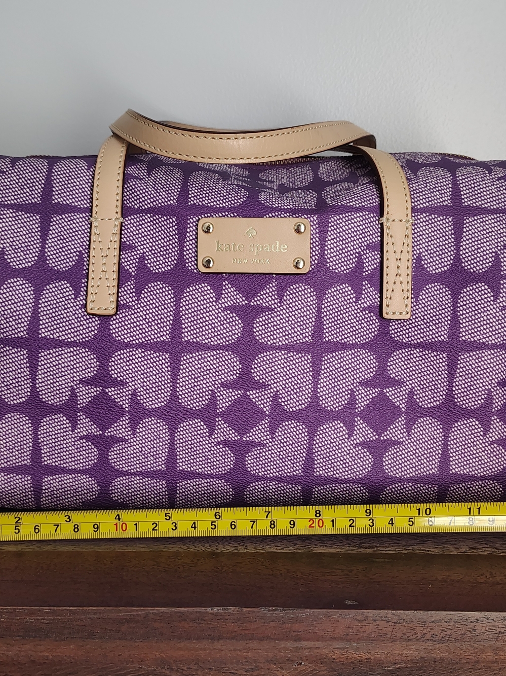 Kate Spade Purple Keleigh Tote with Beige Handles and Matching Wallet